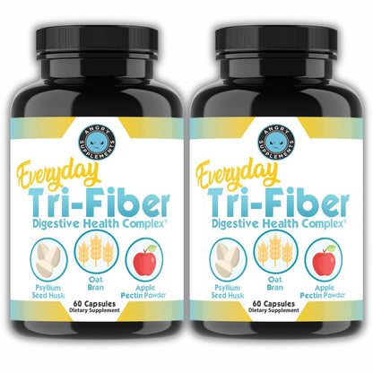 Angry Supplements Tri-Fiber Digestive Health Complex – Psyllium Husk, Oat Bran & Apple Pectin – Prebiotic Fiber for Gut Health & Regularity – 60 Capsules (2-Bottles) - Maple Wellness Supplements