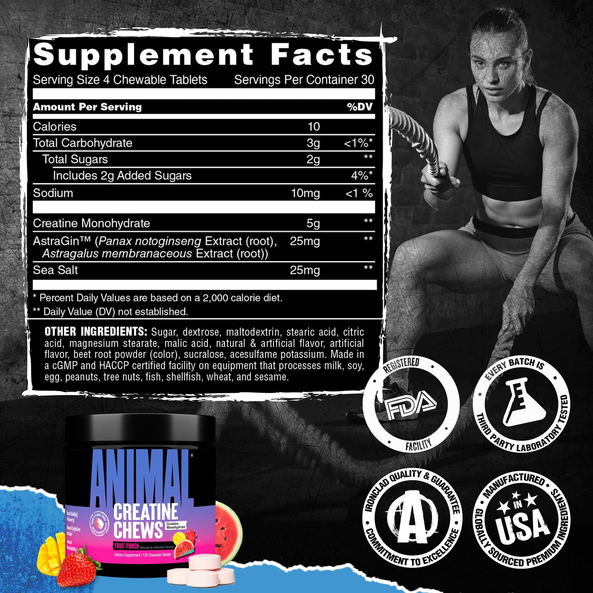 Animal Creatine Chews Tablets - Enhanced Creatine Monohydrate with AstraGin to Improve Absorption, Sea Salt for Added Pumps - Maple Wellness Supplements