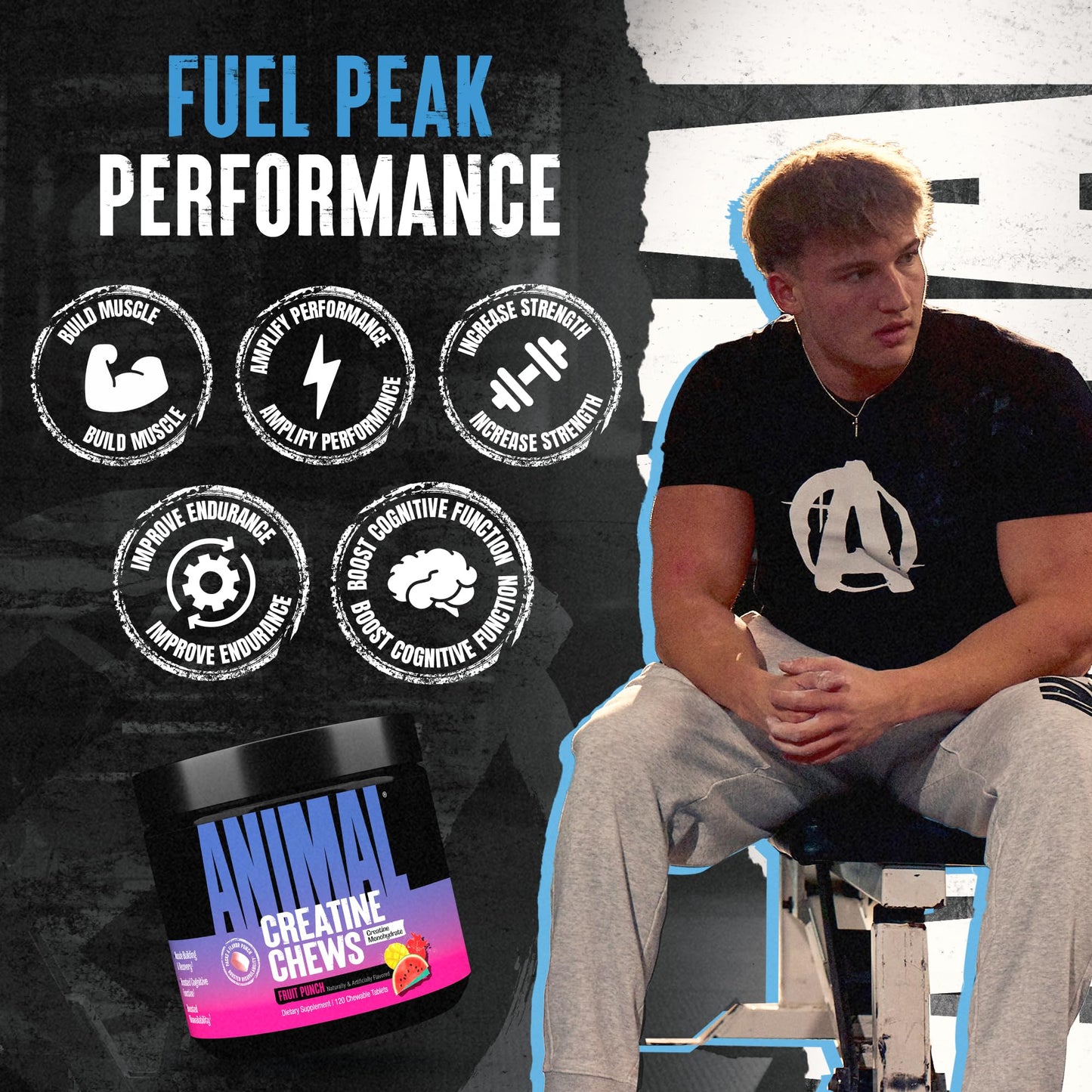 Animal Creatine Chews Tablets - Enhanced Creatine Monohydrate with AstraGin to Improve Absorption, Sea Salt for Added Pumps - Maple Wellness Supplements