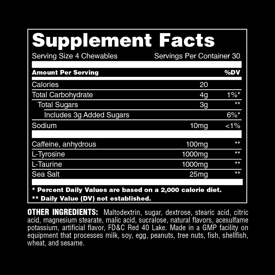 Animal Energy Chews, Fast Acting Energy with Caffeine, Nootropics and Sea Salt - Maple Wellness Supplements