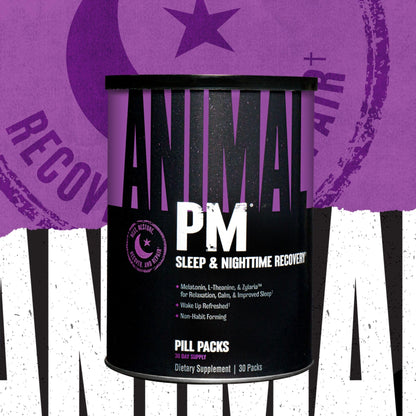 Animal PM - Sleep Aid for Adults Non-Habit Forming Relaxation Enhancer and Mood Support with Melatonin, L-Theanine, Zylaria, Zinc, Magnesium, Vitamin B6, GABA - Maple Wellness Supplements