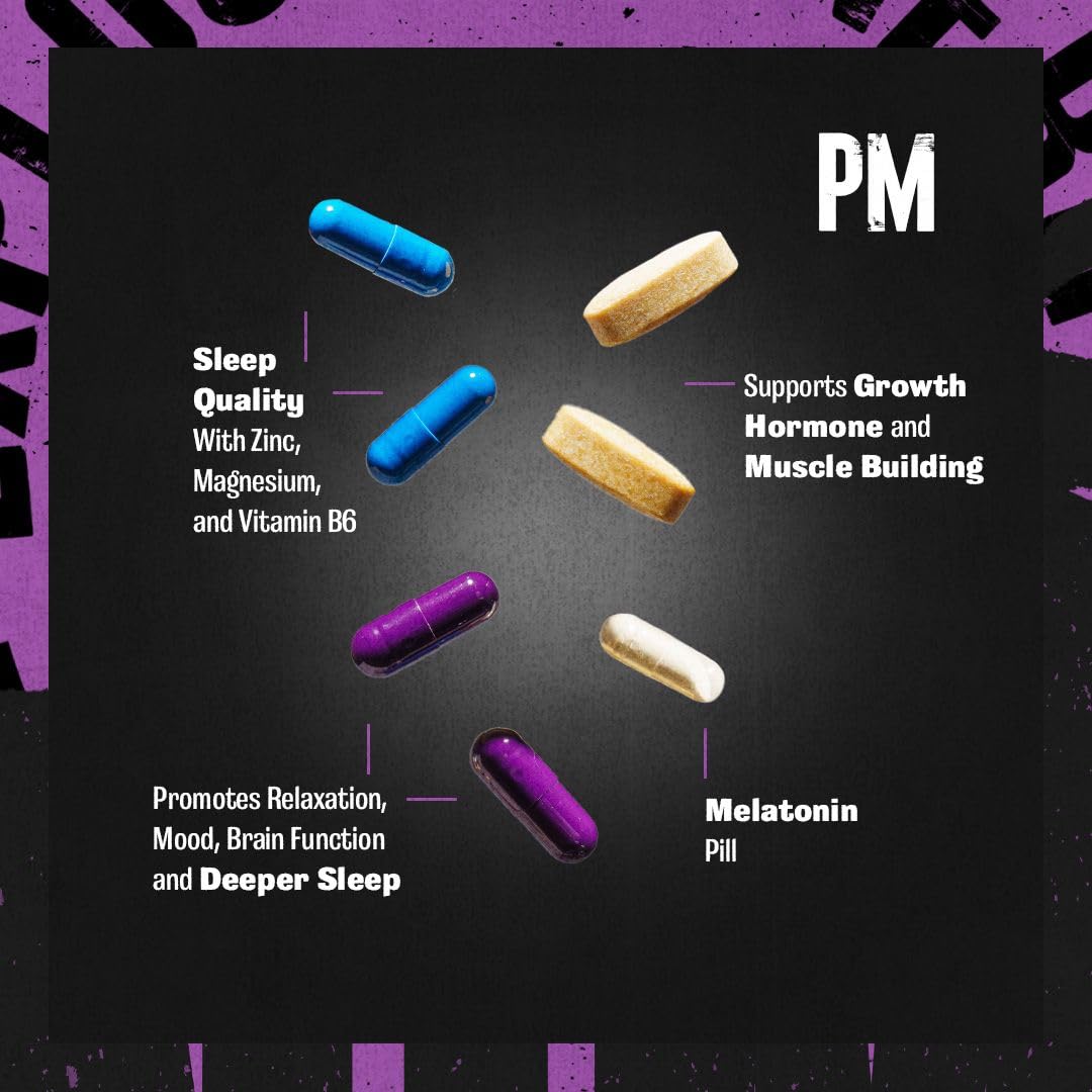 Animal PM - Sleep Aid for Adults Non-Habit Forming Relaxation Enhancer and Mood Support with Melatonin, L-Theanine, Zylaria, Zinc, Magnesium, Vitamin B6, GABA - Maple Wellness Supplements