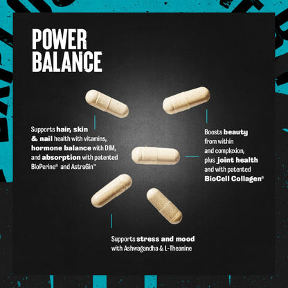 Animal Power Balance – Women's Alpha F Comprehensive Formula – Supports Hormonal Balance, Complexion, Hair, Nails, Mood and Stress, Intestinal Health, & Bone and Joint Health – 30 Packs - Maple Wellness Supplements