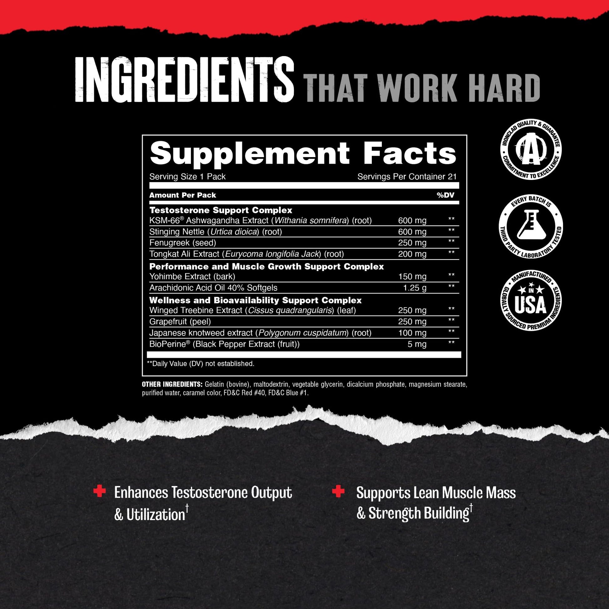 Animal Test Booster for Men - Male Enhancing Supplement Libido Booster for Strength Athletes & Bodybuilders to Increase Stamina, Endurance, Muscle Growth, All-in-One Packs – 21 Day Cycle - Maple Wellness Supplements