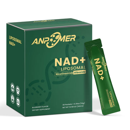 ANPOMER NAD Supplement with Liposomal Nicotinamide Riboside 600mg, Resveratrol, CoQ10, PQQ & D-Ribose, Electrolyte Blend, 30 Liquid Packets - Maple Wellness Supplements