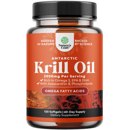 Antarctic Krill Oil 2000mg Softgels Per Serving - Omega 3 Krill Oil Supplement - Maple Wellness Supplements