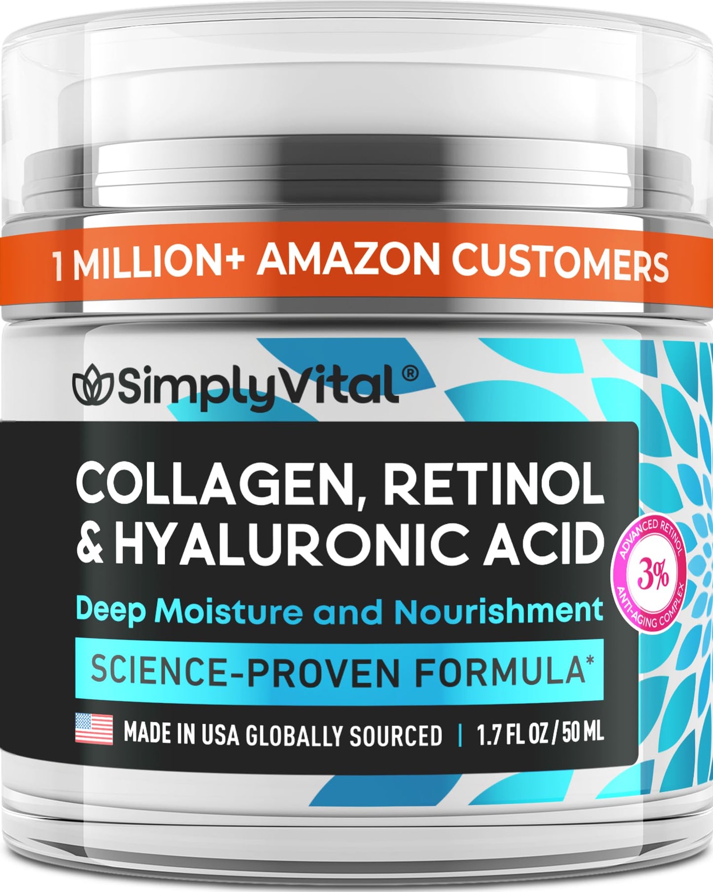 Anti-Aging Face Moisturizer with Retinol, Collagen & Hyaluronic Acid - Made in USA - Maple Wellness Supplements