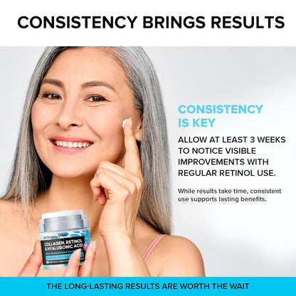 Anti-Aging Face Moisturizer with Retinol, Collagen & Hyaluronic Acid - Made in USA - Moisturizer Face Cream for Women & Men - Firming & Hydrating Neck Cream - Day & Night Skin Care - 1.7 fl oz - Maple Wellness Supplements