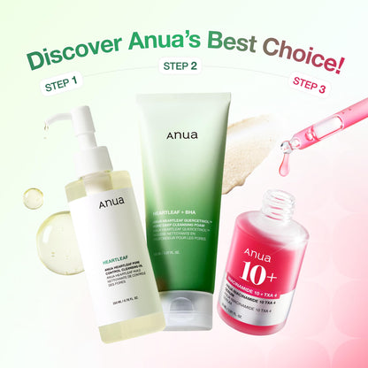 Anua 3-Step Glass Skin Beginner Set, Oil Cleanser and Face Wash with Facial Serum, Double Cleansing Daily - Maple Wellness Supplements