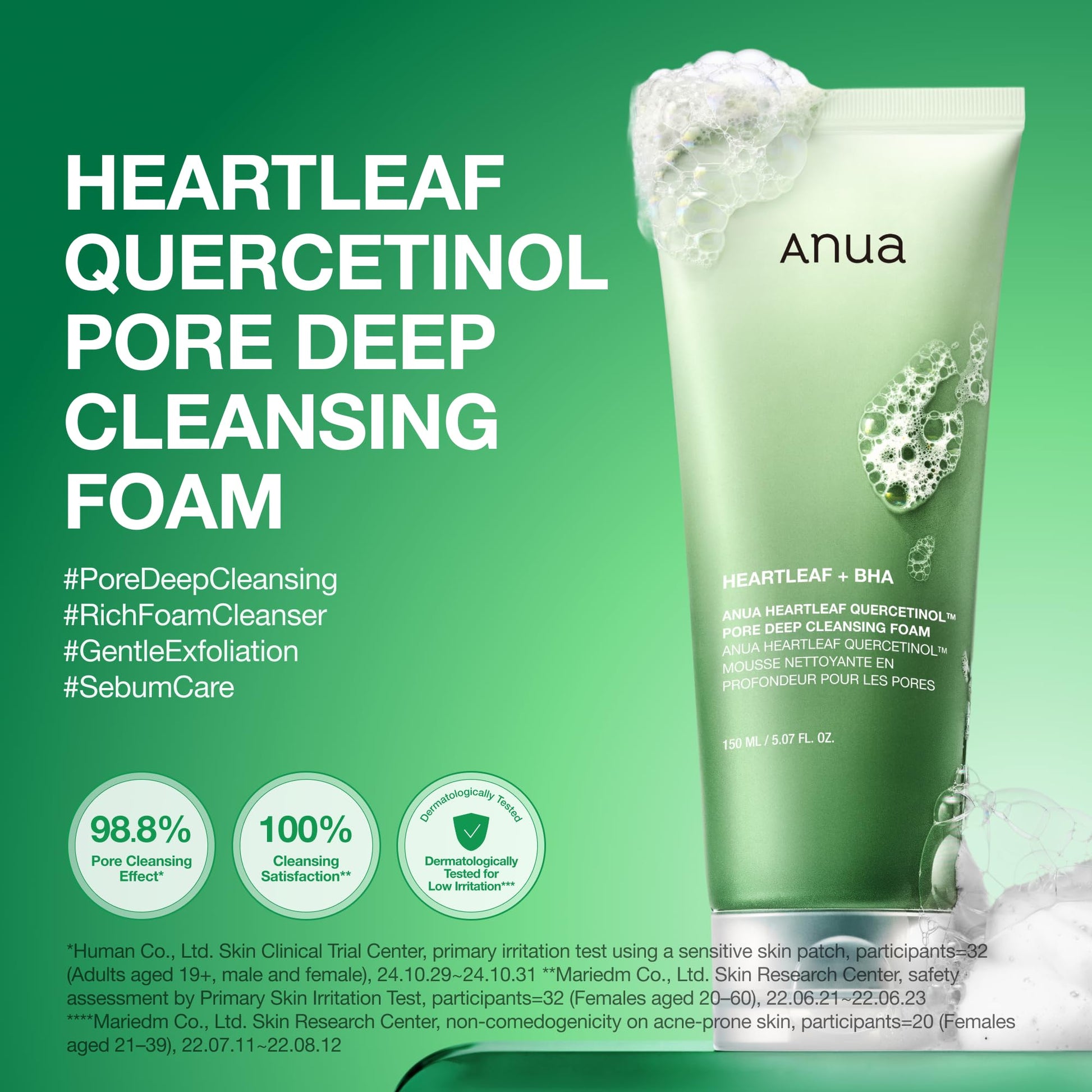 Anua Heartleaf Quercetinol Pore Deep Cleansing Foam, Face wash for Pore Refining Cleanser, Hydrating Daily Facial Cleanser - Maple Wellness Supplements
