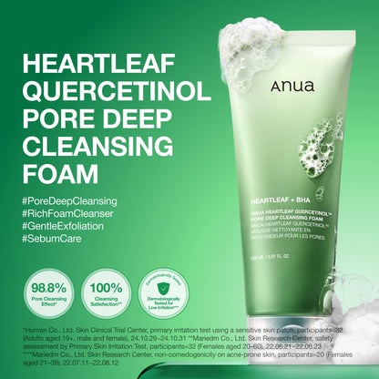 Anua Heartleaf Quercetinol Pore Deep Cleansing Foam, Face wash for Pore Refining Cleanser, Hydrating Daily Facial Cleanser - Maple Wellness Supplements