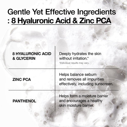Anua Hydrating Gentle Foaming Cleanser, Hyaluronic Acid, Glycerin, Zinc, Panthenol, Korean Face Wash for Dry Skin - Maple Wellness Supplements