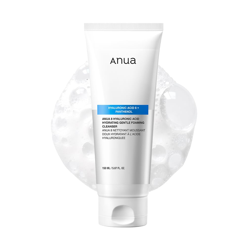 Anua Hydrating Gentle Foaming Cleanser, Hyaluronic Acid, Glycerin, Zinc, Panthenol, Korean Face Wash for Dry Skin - Maple Wellness Supplements