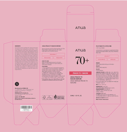 Anua Peach 70 Niacinamide Serum, Daily Glow Serum For Face, Skin Tone & Dullness Care with Vitamin B12, Lightweight - Maple Wellness Supplements