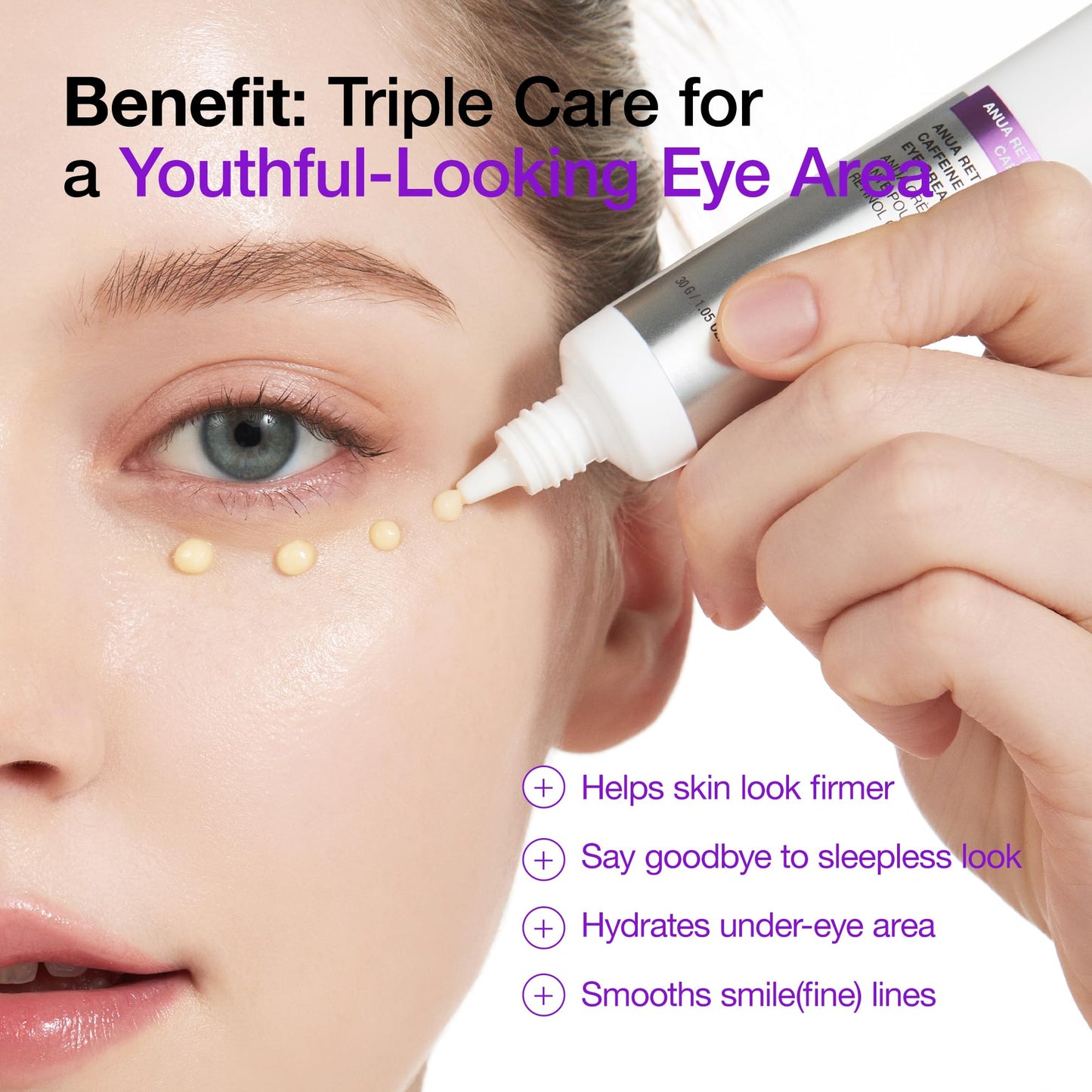 Anua Retinol 0.1 Caffeine Revitalizing Eye Cream, Lightweight Formula for Dark Circles & Puffiness - Maple Wellness Supplements
