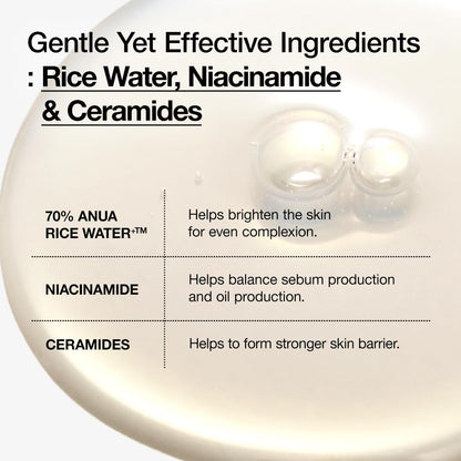 Anua Rice 70 Glow Milky Toner, Glass & Dewy Skin, Hydrating & Barrier Care, Rice Water - Maple Wellness Supplements
