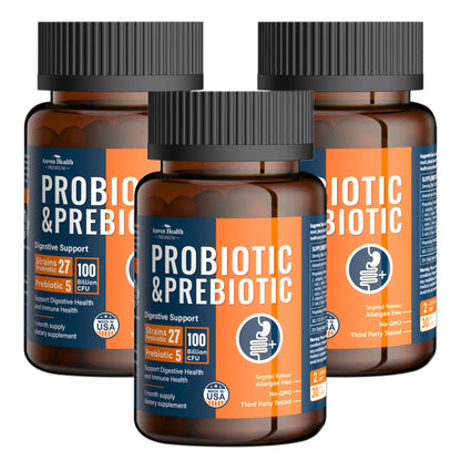 Anven Health 100 Billion Probiotics for Men and Women 27 Strains 5 Organic Prebiotics for Gut Digestive & Immune Health, Supports Diarrhea Gas Bloating - Maple Wellness Supplements