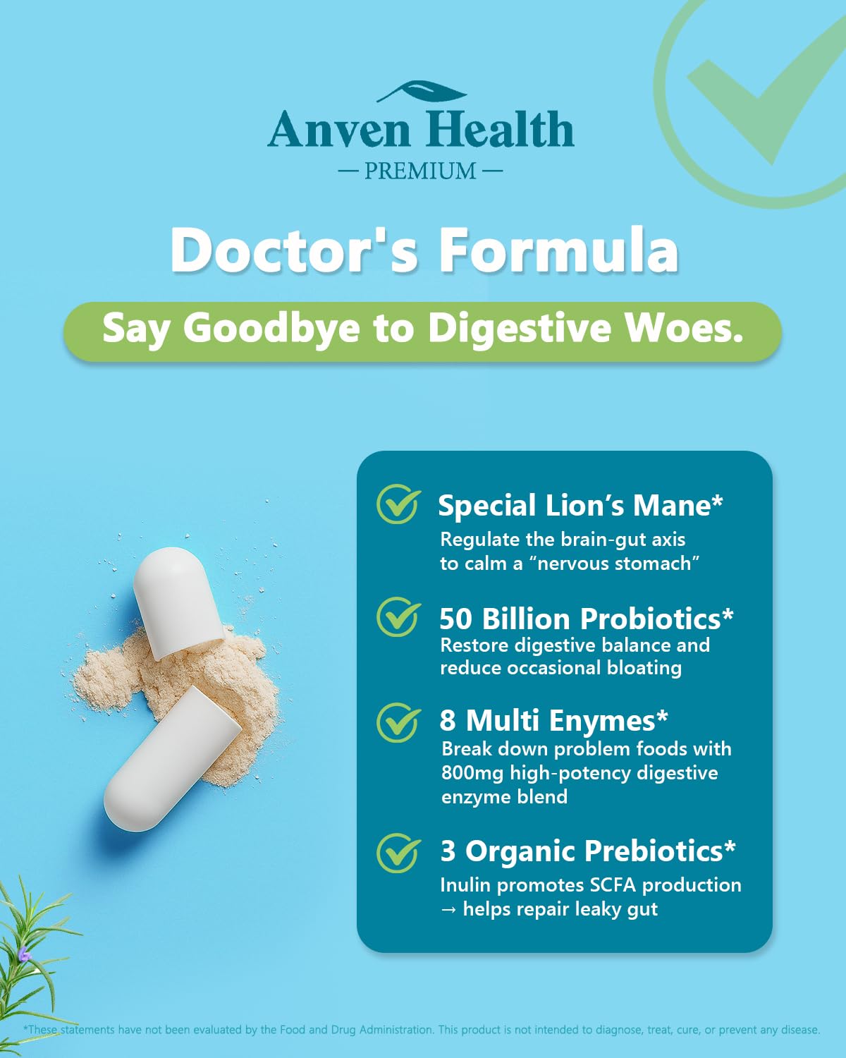 Anven Health 800mg Digestive Enzymes for Men and Women with Probiotics & Prebiotics, 8 Key Enzymes, Protease, Amylase & Lipase | 270 Capsules - A 90-Day Supply - Maple Wellness Supplements