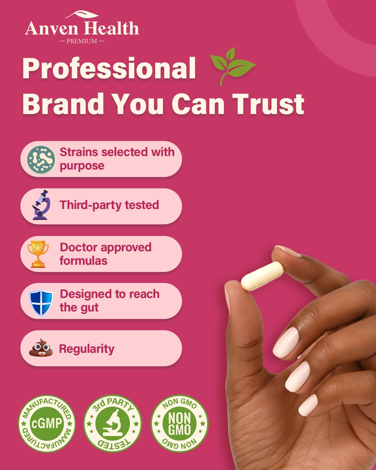 Anven Health Probiotics and Prebiotics for Women pH Balance & Digestion - 60 Billion Vaginal Probiotic with Cranberry & D-Mannose for Gut, Urinary, Immune Health, - Maple Wellness Supplements