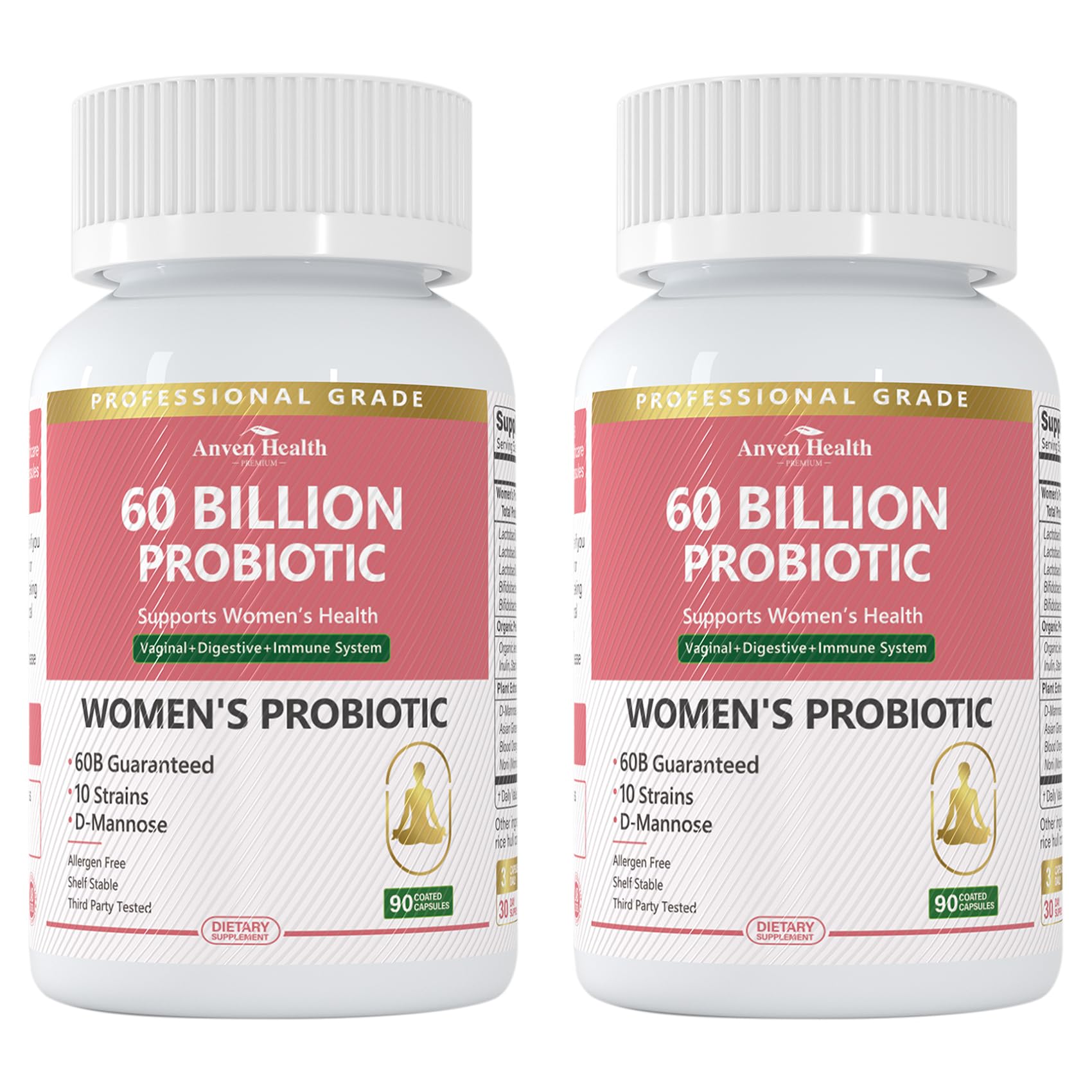 Anven Health Probiotics and Prebiotics for Women pH Balance & Digestion - 60 Billion Vaginal Probiotic with Cranberry & D-Mannose for Gut, Urinary, Immune Health, - Maple Wellness Supplements