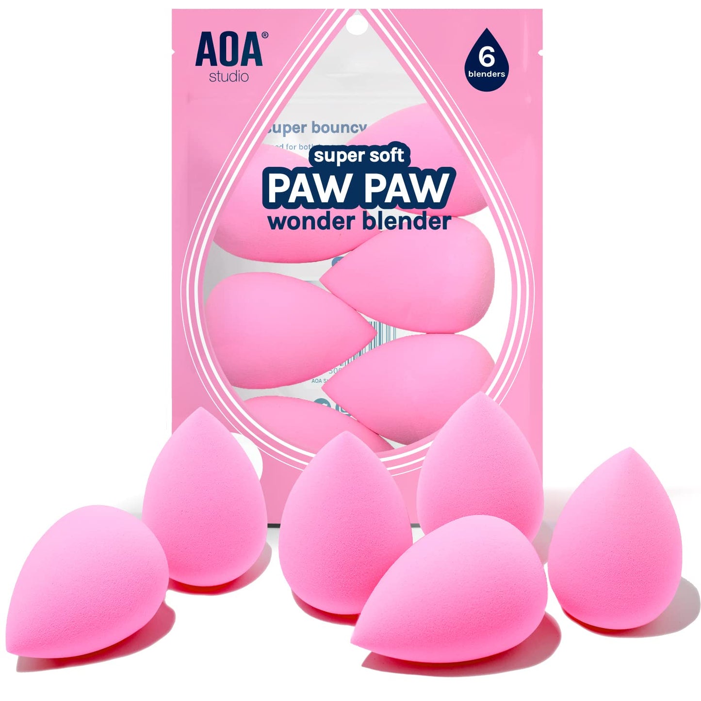 AOA Studio Collection makeup Sponge Set Latex Free and High-definition Set of 6 makeup Wonder blender For Powder Cream and Liquid, Super Soft Wonder Beauty Cosmetic - Maple Wellness Supplements