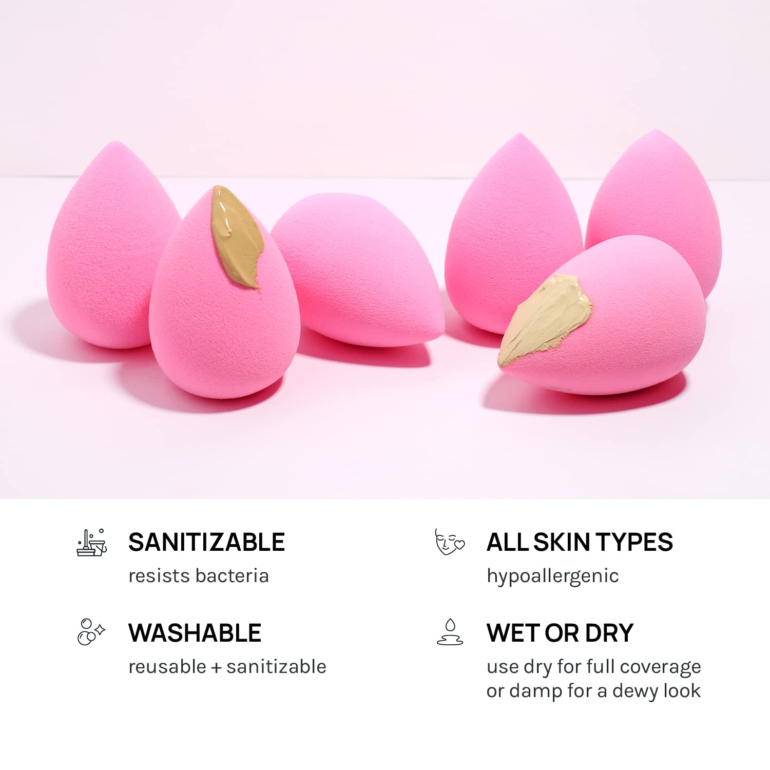 AOA Studio Collection makeup Sponge Set Latex Free and High-definition Set of 6 makeup Wonder blender For Powder Cream and Liquid, Super Soft Wonder Beauty Cosmetic - Maple Wellness Supplements