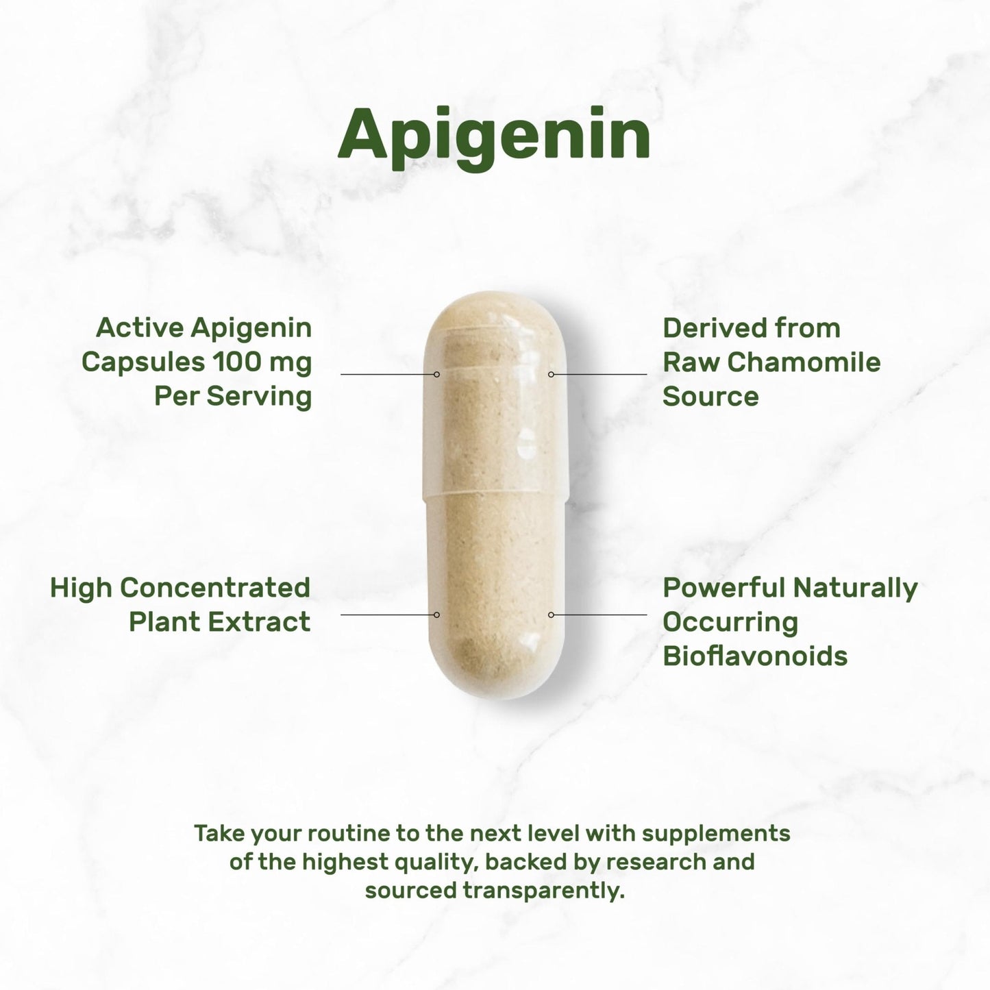 Apigenin, 100mg Per Serving, 240 Capsules – Raw Plant Extract from Chamomile Flower – Active Bioflavonoids & Antioxidants - Maple Wellness Supplements