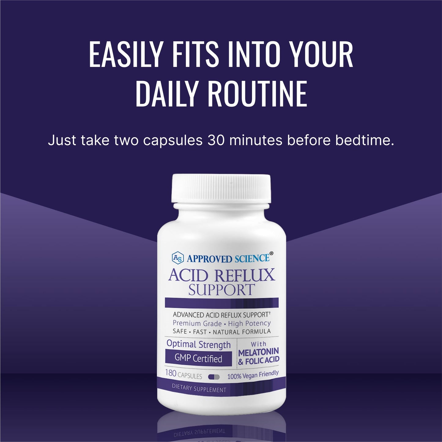 Approved Science® Acid Reflux Support - with Melatonin, Marshmallow Root, L-Taurine -180 Capsules - Vegan - Maple Wellness Supplements
