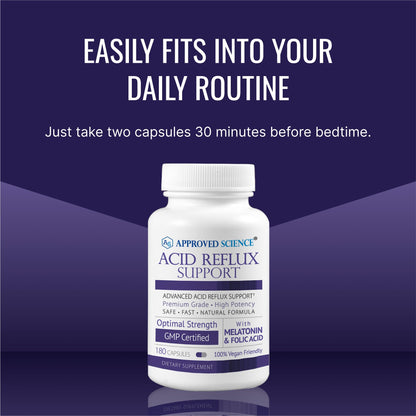 Approved Science® Acid Reflux Support - with Melatonin, Marshmallow Root, L-Taurine -180 Capsules - Vegan - Maple Wellness Supplements