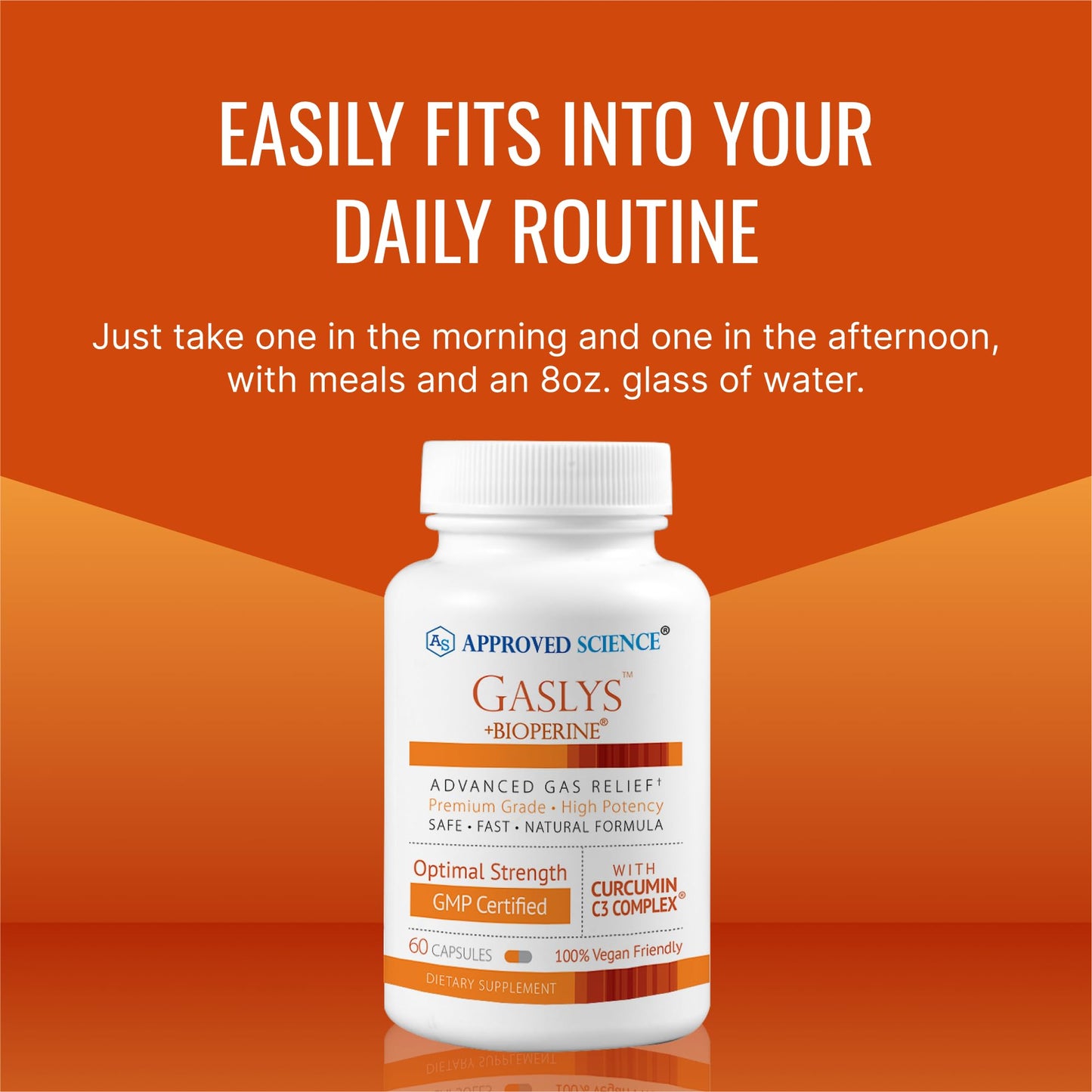 Approved Science® Gaslys™ - Soothe Digestive Tract, Alleviates Gas and Stomach Cramps - Artichoke Powder, Ginger, Fennel Seed - 60 Count - Pack of 1 - Maple Wellness Supplements