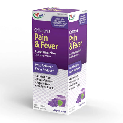 APSAFE Children's Pain&Fever Relief Acetaminophen Oral Suspension Grape Flavor 4oz - Maple Wellness Supplements