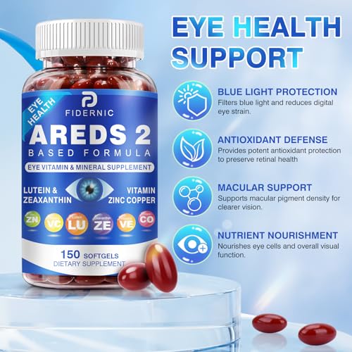 AREDS 2 Eye Vitamin & Mineral Supplement — Lutein and Zeaxanthin Supplement, Vitamin C & E, Zinc & Copper for Blue Light Protection, Eye Health Support - Maple Wellness Supplements