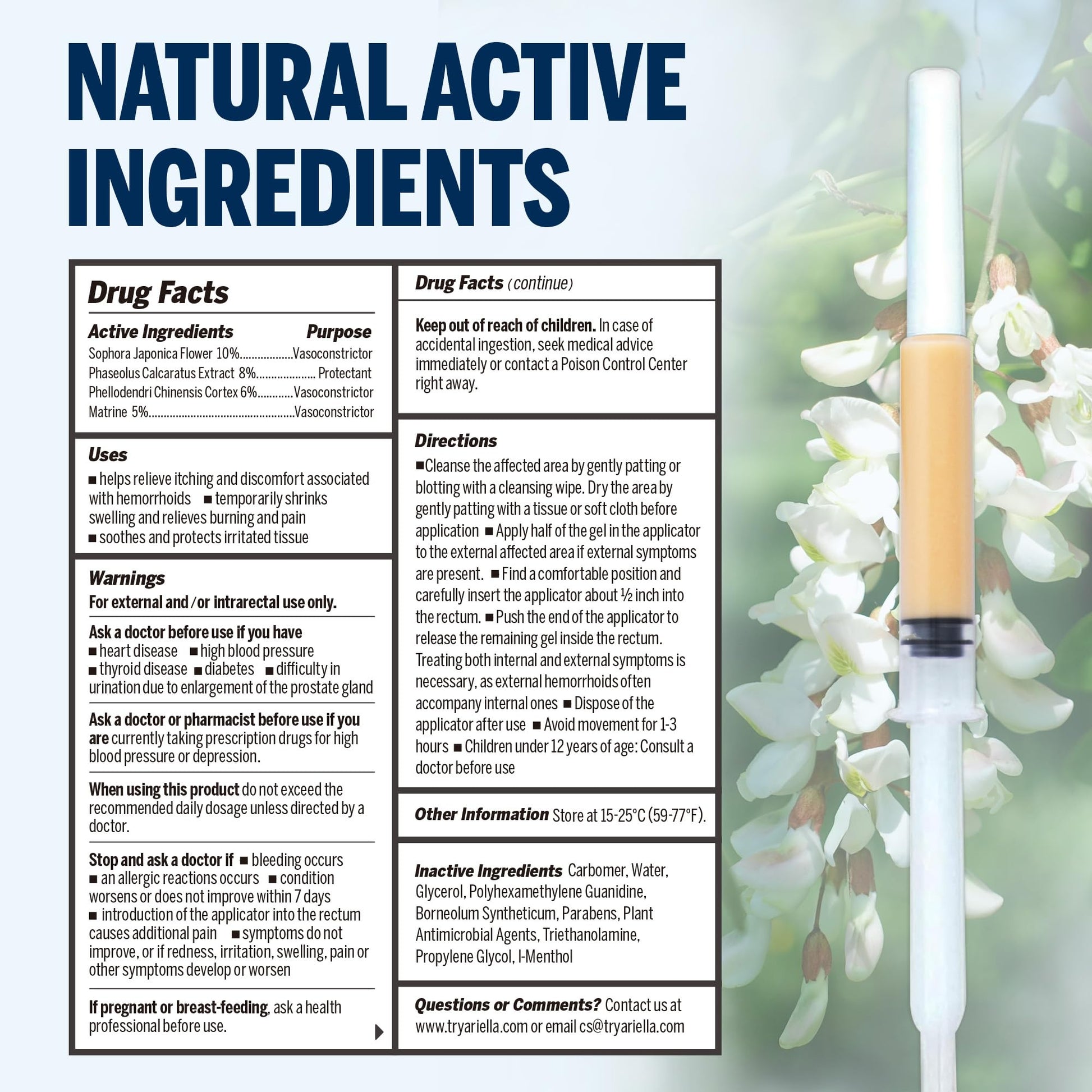 Ariella Hemorrhoid Treatment Suppository Gel: Natural & Herbal - Relieve Itching Burning Discomfort - Internal Relief - New Rounded Applicator - Nighttime Use (Pack of 6, Old) - Maple Wellness Supplements