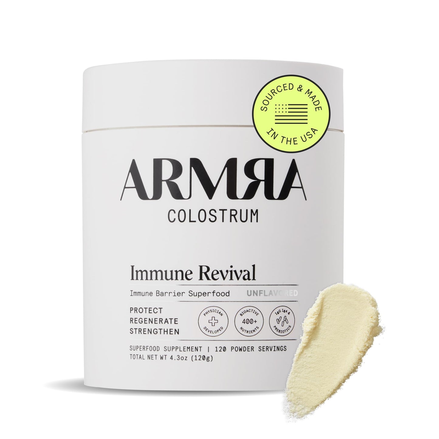 ARMRA Colostrum Powder | Unflavored | Gut Health & Bloating | Skin & Hair | Immunity | Keto, Gluten & Fat-Free | 120 Servings - Maple Wellness Supplements