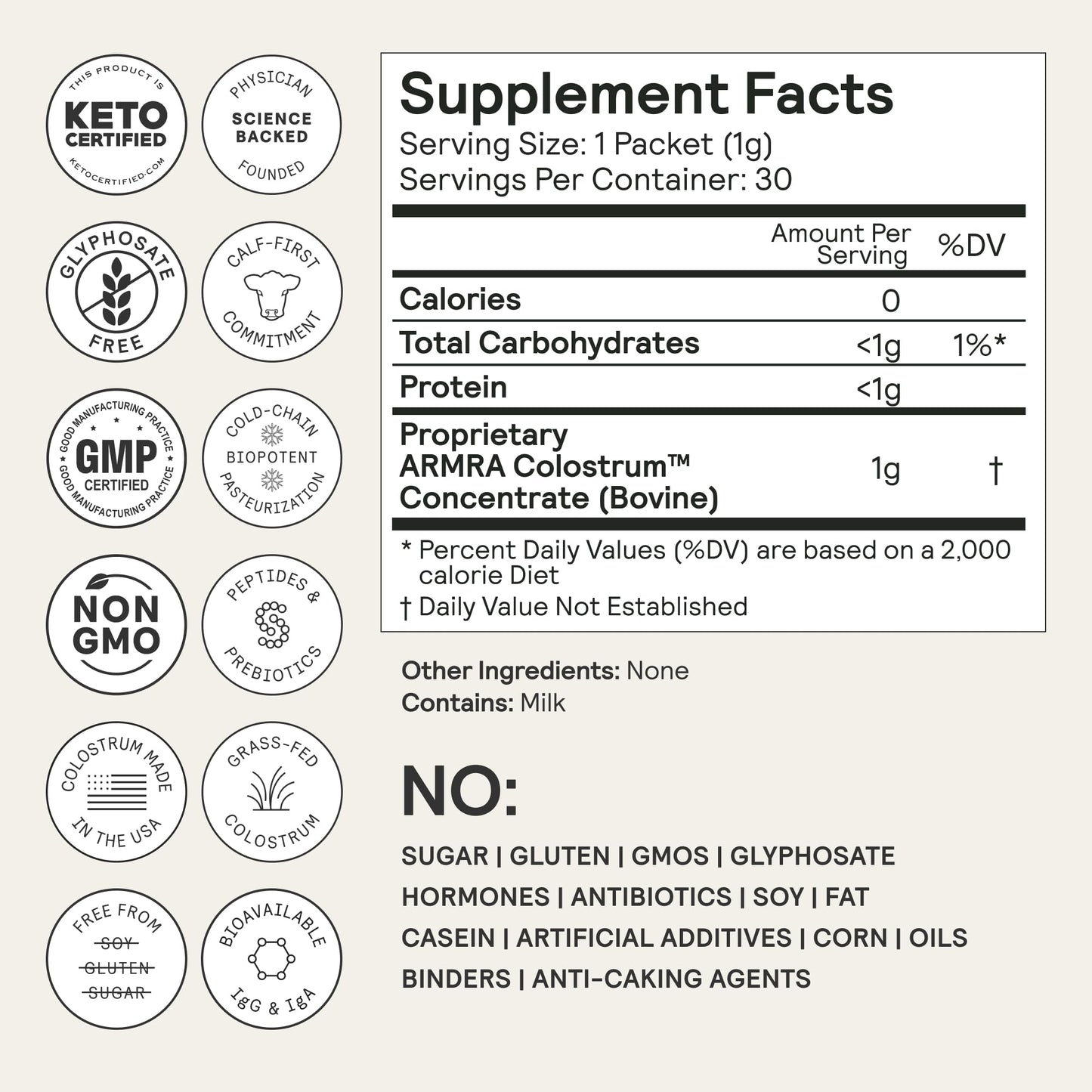 ARMRA Colostrum Powder | Unflavored | Gut Health & Bloating | Skin & Hair | Immunity | Keto, Gluten & Fat-Free | 30 Servings - Maple Wellness Supplements