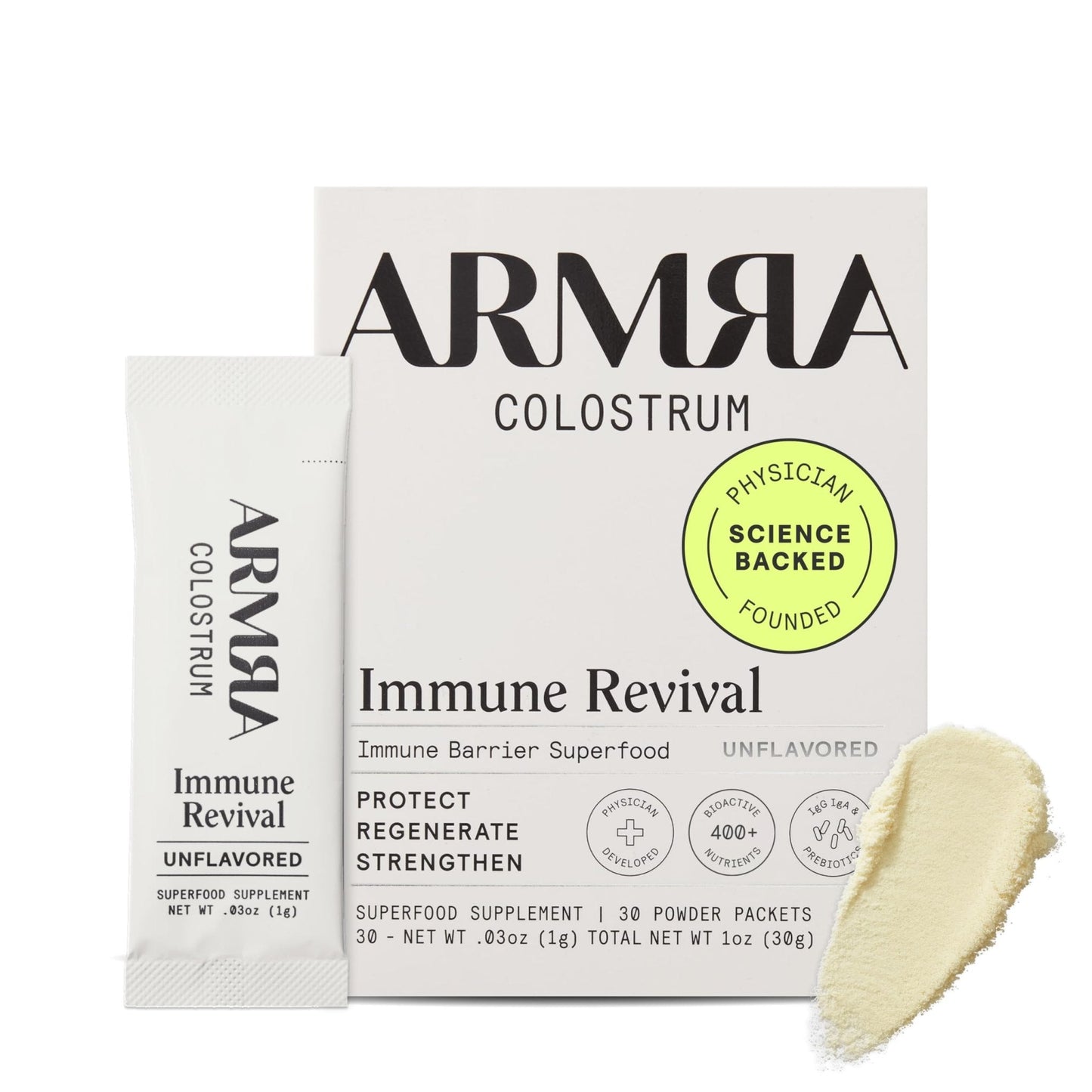 ARMRA Colostrum Powder | Unflavored | Gut Health & Bloating | Skin & Hair | Immunity | Keto, Gluten & Fat-Free | 30 Servings - Maple Wellness Supplements
