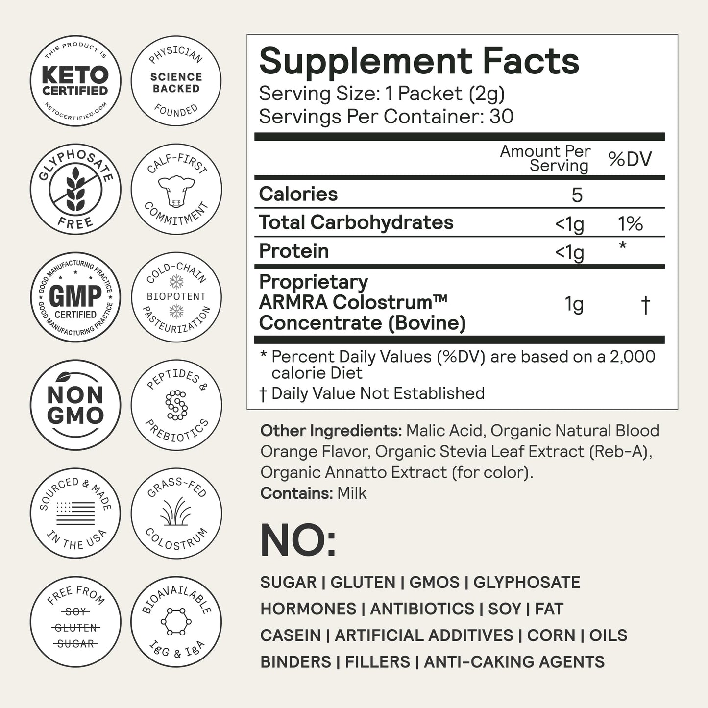 ARMRA Colostrum™ Premium Powder, Grass Fed, Gut Health Bloating Immunity Skin & Hair, Contains 400+ Bioactive Nutrients, Keto, Gluten & Fat Free (Blood Orange Bundle | 120 Servings) - Maple Wellness Supplements