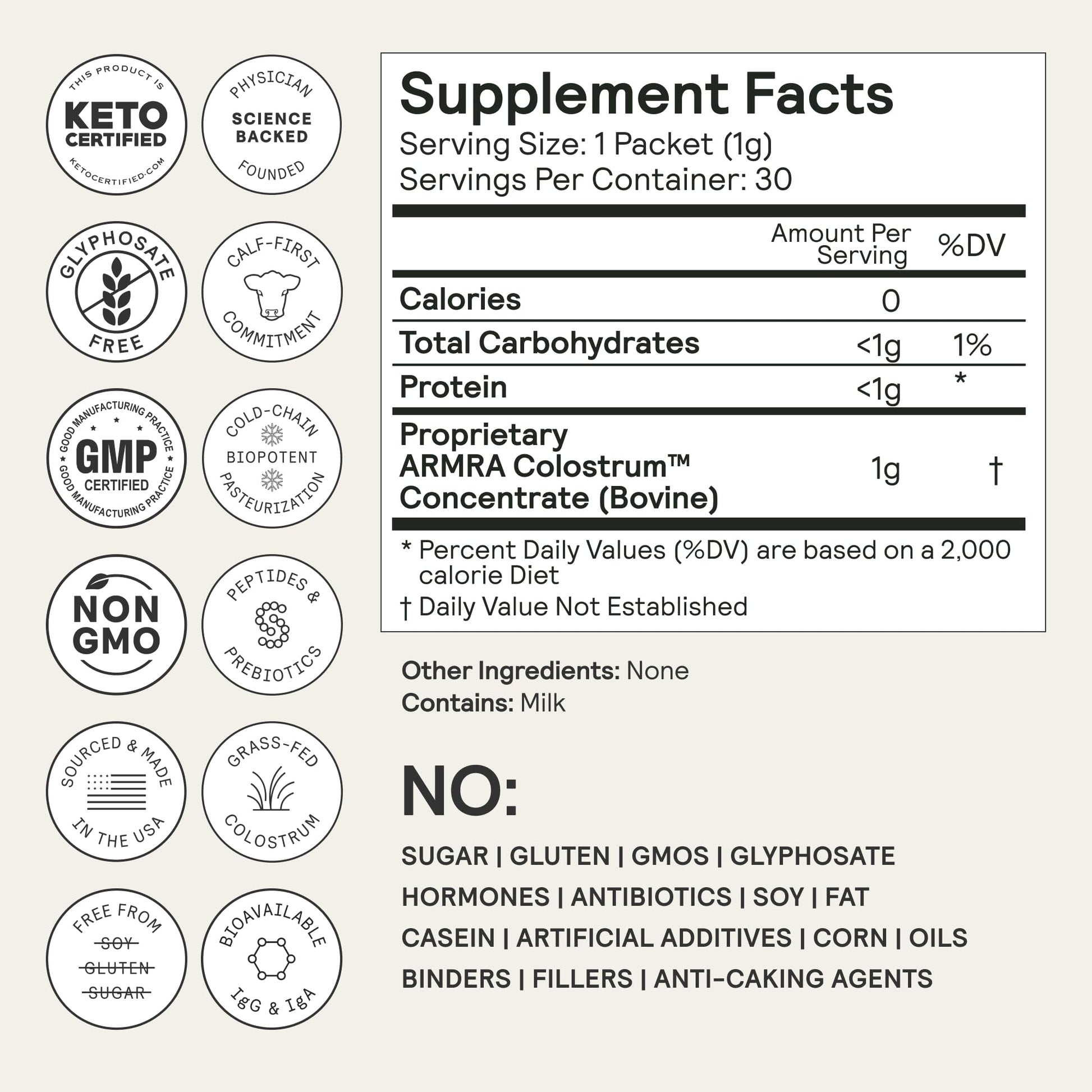 ARMRA Colostrum™ Premium Powder, Grass Fed, Gut Health Bloating Immunity Skin & Hair, Contains 400+ Bioactive Nutrients, Keto, Gluten & Fat Free (Unflavored Bundle | 150 Servings) - Maple Wellness Supplements