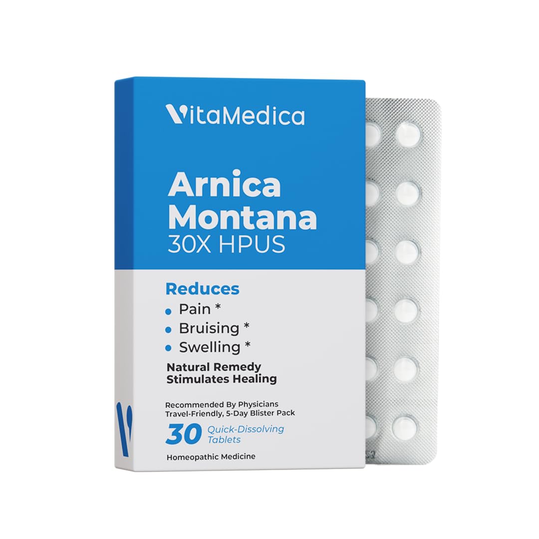 Arnica Montana 30X HPUS, Clinical Grade, Quick Dissolve Tablets, Five-Day Recovery Pack for Pain and Bruise Relief After Surgery or Injury, Natural Healing, Gentle on The Stomach - 30 Count - Maple Wellness Supplements
