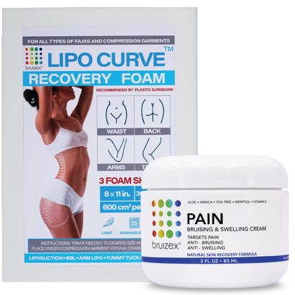 Arnica Montana Bruising & Swelling Cream & LipoCurve Foam Post Surgery Pads Bundle, for Liposuction Post Surgery Recovery & Lymphatic Drainage - Maple Wellness Supplements