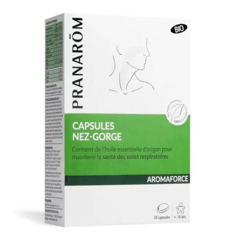 Aromaforce nose-throat capsules organic food supplement - PRANARÔM - Maple Wellness Supplements