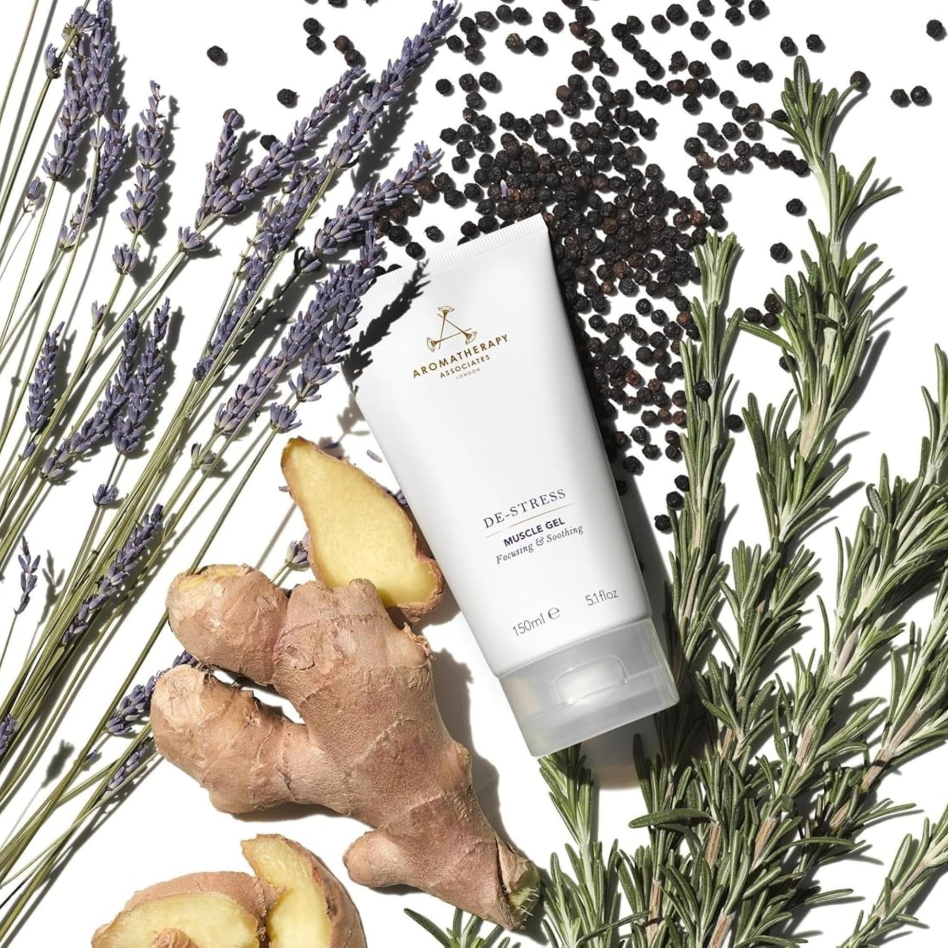 Aromatherapy Associates De-Stress Muscle Gel, Cooling & Warming Massage Gel with Ginger, Black Pepper & Rosemary Essential Oils for Daily Tension & Post-Activity Comfort, 5.07 oz - Maple Wellness Supplements