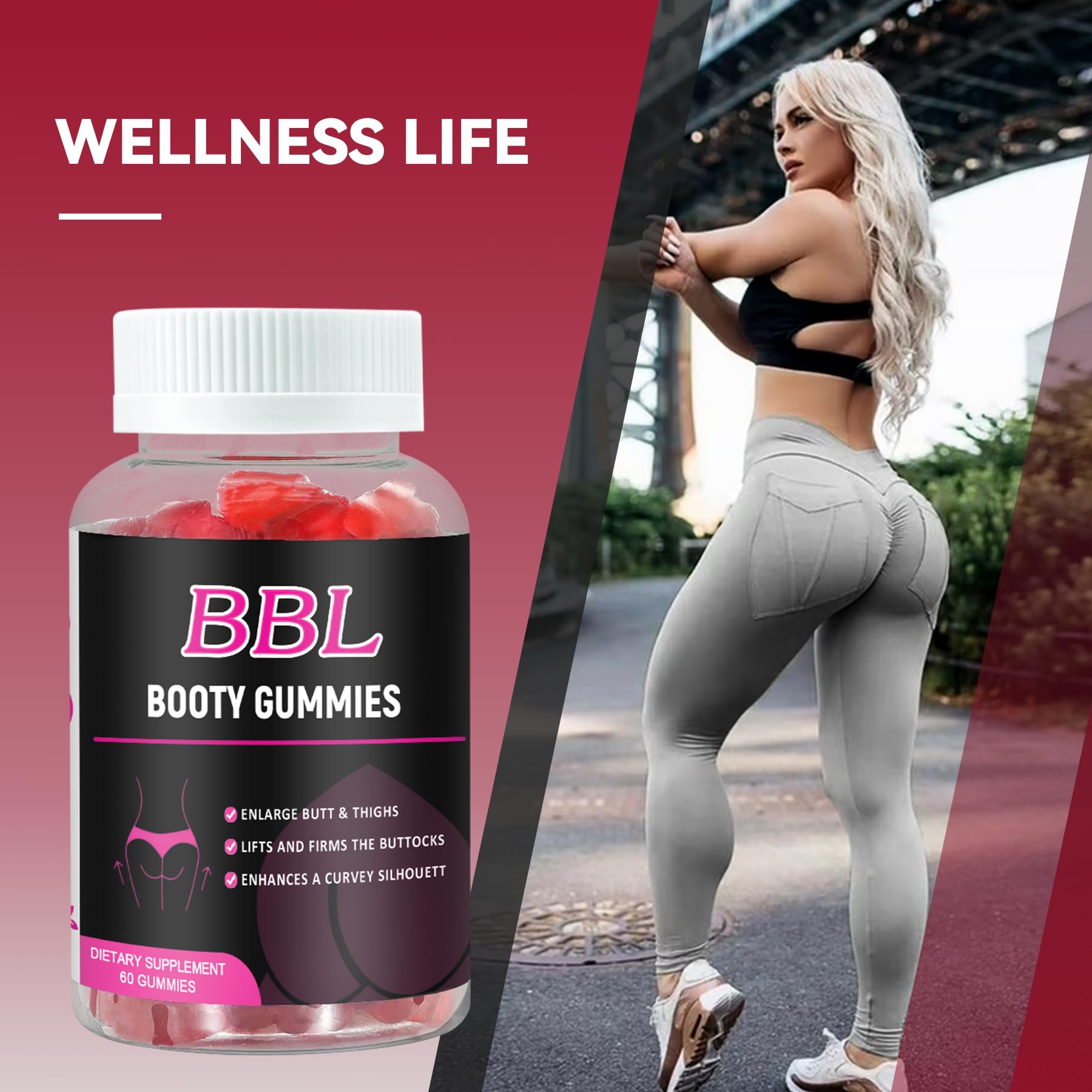 Aromlife BBL Gummies for Women, 60 Count Bear Shape Booty Gummies with Herbal Ingredients, BBL Vitamin Gummy with Fenugreek, Asian Ginseng, Motherwort, Saw Palmetto, Anise Seed & Vitamin C - Maple Wellness Supplements