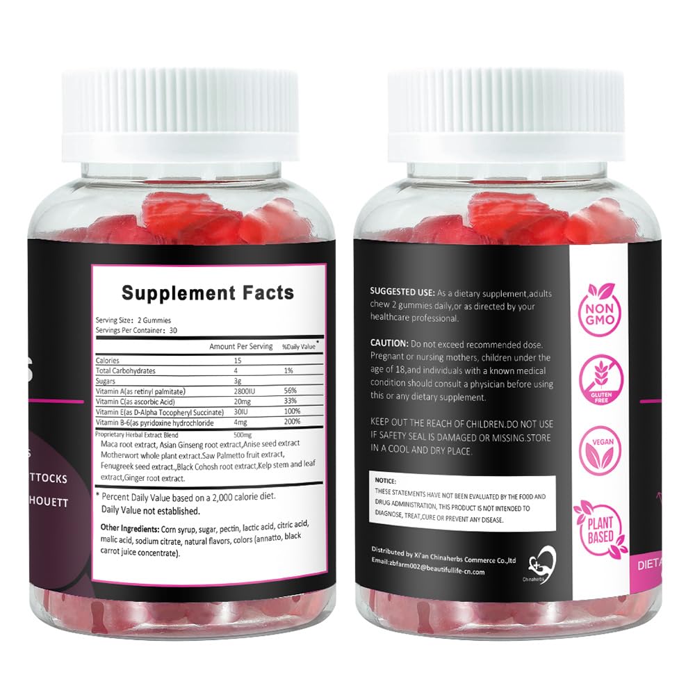 Aromlife BBL Gummies for Women, Pack of 3, Bear Shape Booty Gummies with Herbal Ingredients, BBL Vitamin Gummy with Fenugreek, Asian Ginseng, Motherwort, Saw Palmetto, Anise Seed & Vitamin C - Maple Wellness Supplements