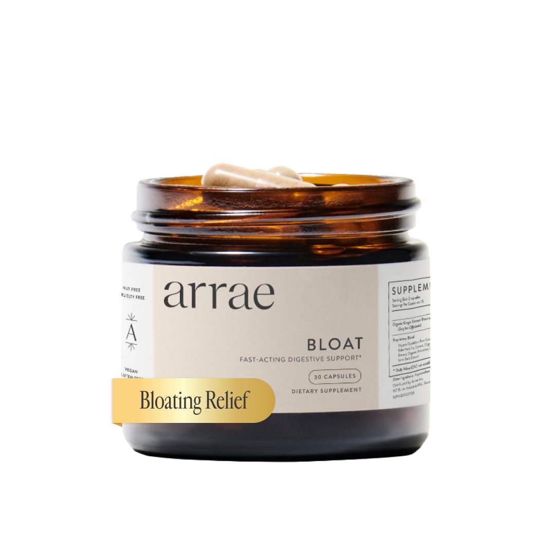 Arrae Fast-Acting Bloating Relief Digestive Enzymes, All Natural Bloat, Gas & Indigestion Relief Capsules (30 Count) - Maple Wellness Supplements