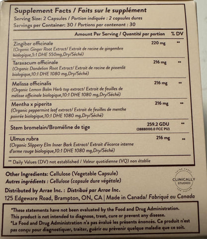 Arrae Fast-Acting Bloating Relief Digestive Enzymes, All Natural Bloat, Gas & Indigestion Relief Capsules, 60 Count - Maple Wellness Supplements