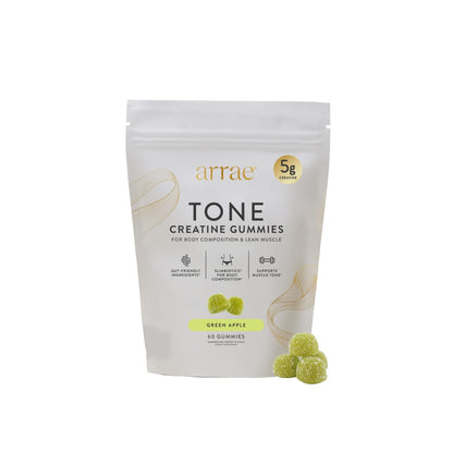 Arrae Tone Gummies – Creatine Monohydrate 5g for Women – Support Lean Muscle, Strength & Recovery – Hormone-Friendly Muscle Toning Supplement – Sour Green Apple Flavor – 60 Count (Sour Green Apple) - Maple Wellness Supplements