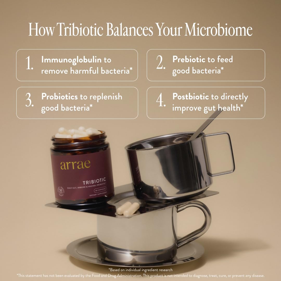 Arrae Tribiotic, Probiotics for Women, Support for Vaginal pH Balance, Gut, Immune, and Feminine Health, Prebiotics, - Maple Wellness Supplements