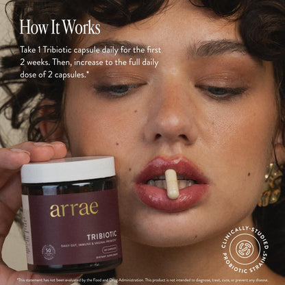 Arrae Tribiotic, Probiotics for Women, Support for Vaginal pH Balance, Gut, Immune, and Feminine Health, Prebiotics, - Maple Wellness Supplements