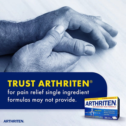 Arthriten Inflammatory Pain Formula Caplets with 3 Active Ingredients: Aspirin, Acetaminophen & Caffeine, White, 28 Count (Pack of 1) - Maple Wellness Supplements